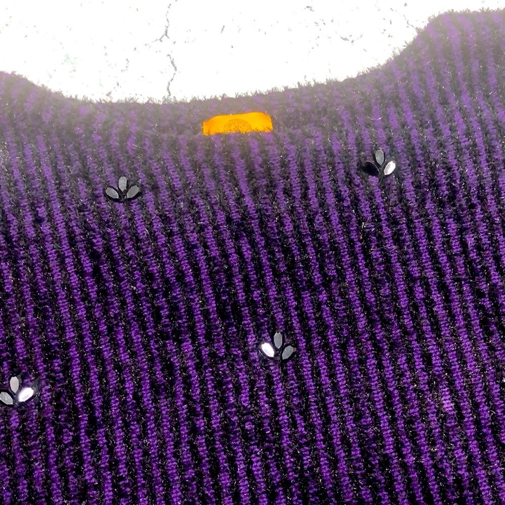 NEW! Ruby Rd. Woman dark purple and black embellished 3/4 sleeve sweater - Picture 15 of 16